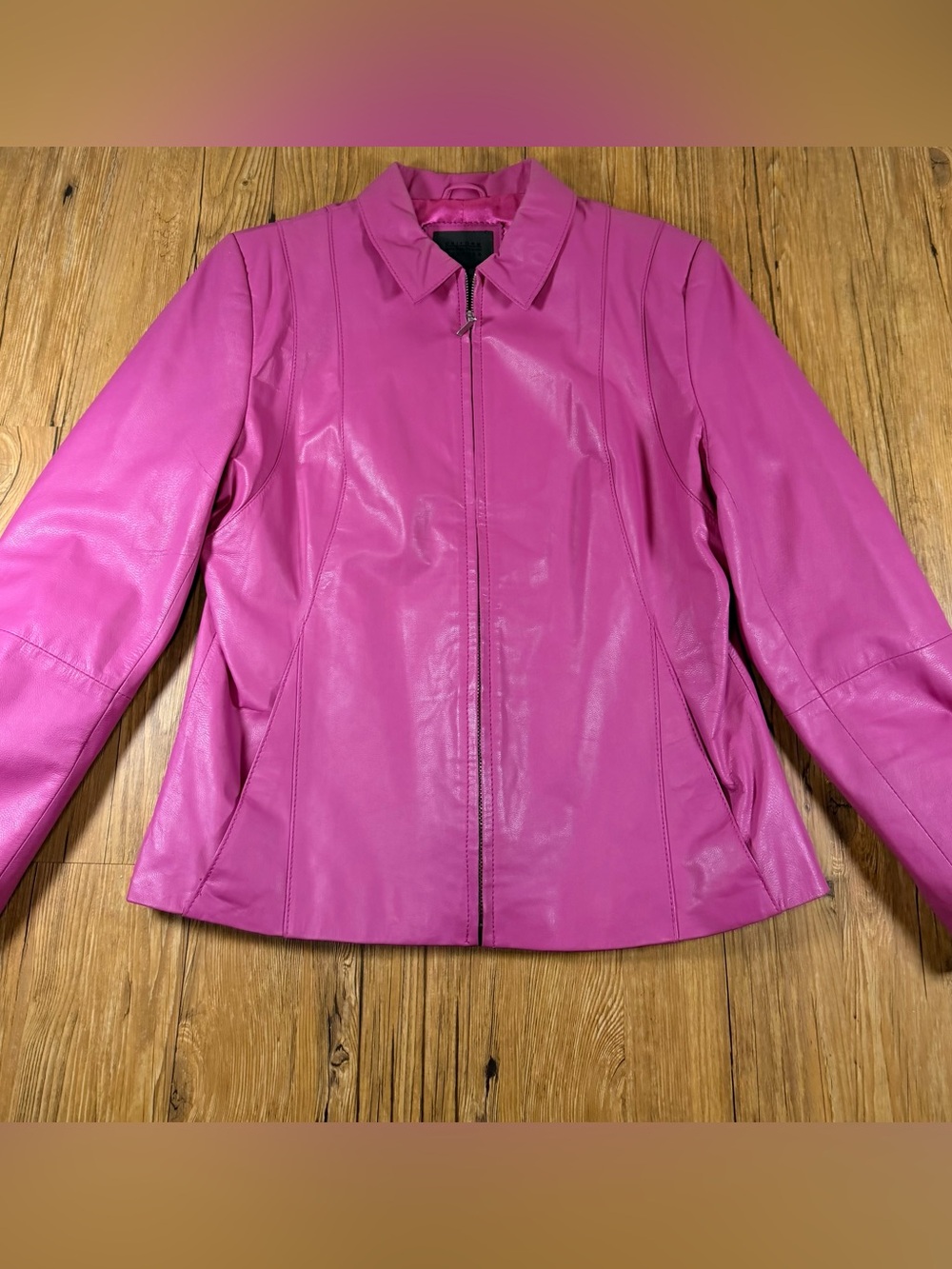Uniform John Paul Richard Leather Jacket Womens 10 Pink Lambskin Y2K Zip